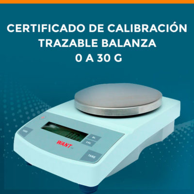 Certificado de calibración trazable balanza 0 a 30 kg