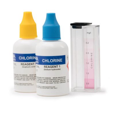 Kit de verificación rápida para cloro libre y pH ref.:  HI 3887  Rango de 0.0 a 2.5 mg/L (ppm) de Cl y 6.0 a 8.5 pH.
