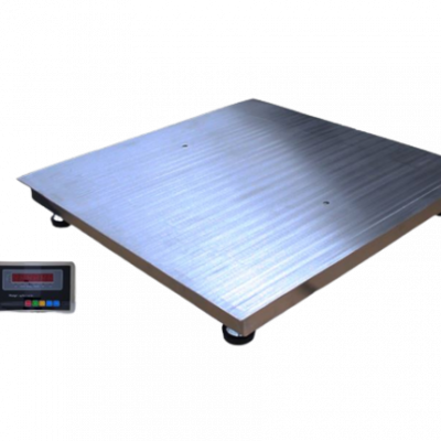 plataforma bajo perfil en acero Inox 120x120cm con indicador en acero LCD B-6S Ref.:  TEK ZEUS-S PL-11 Rango: 0 a 3000kg