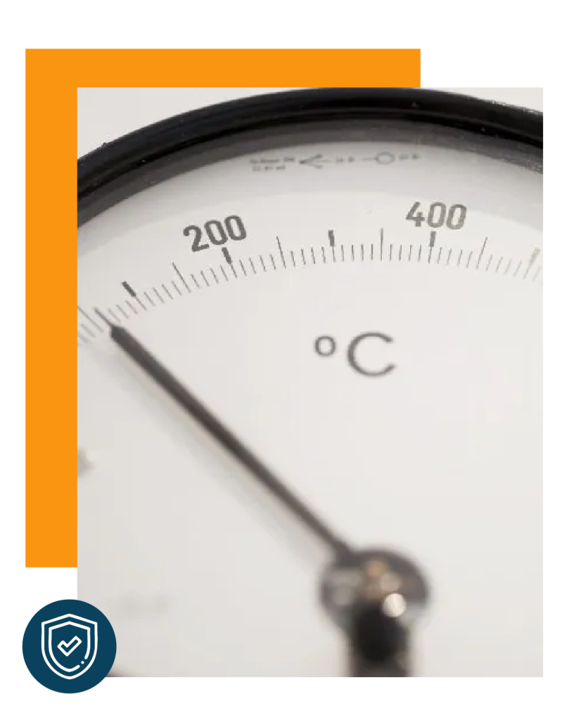 Termómetro análogo de carátula con escala en grados Celsius para control térmico